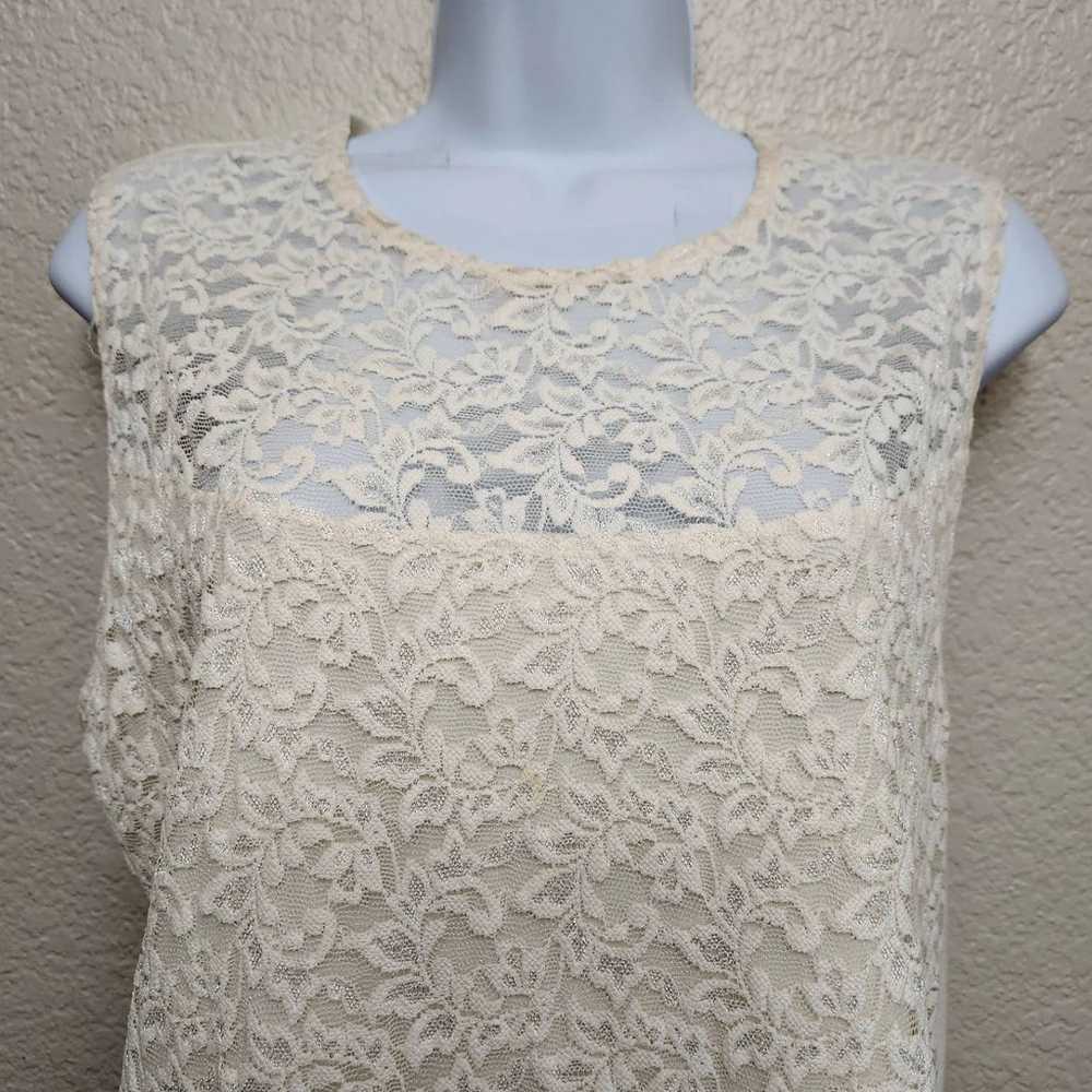 Vintage Clearwater Creek Ivory Lace Lined Sleevel… - image 2