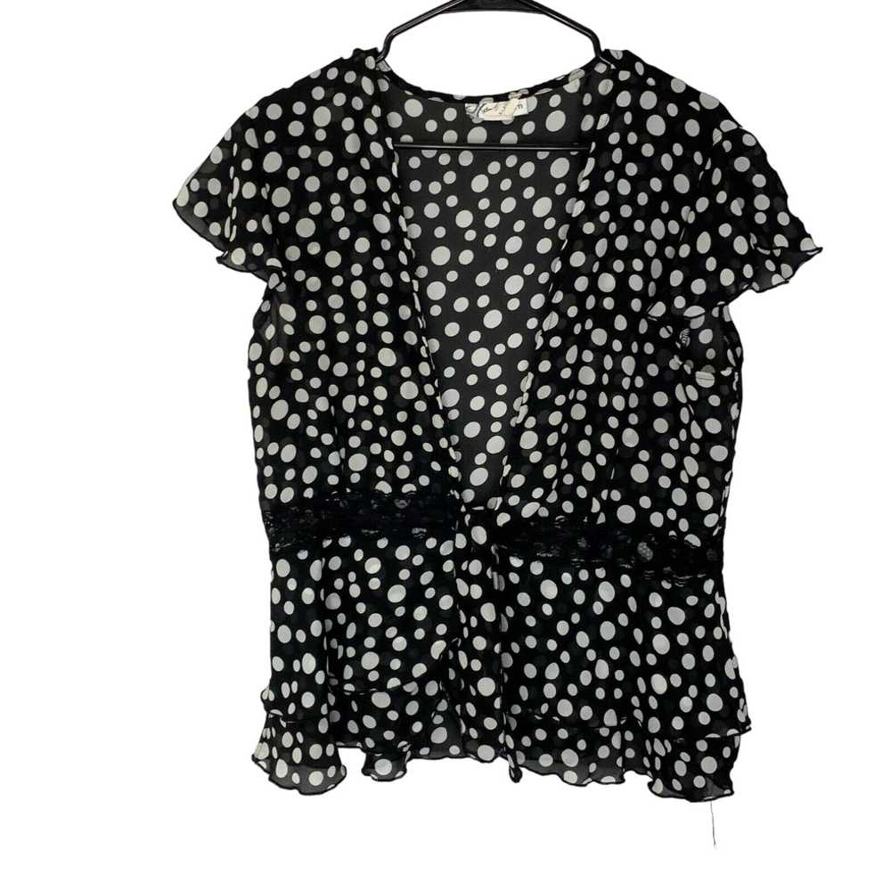 Vintage Dressbarn Womens Black White Polka Dot Sh… - image 1