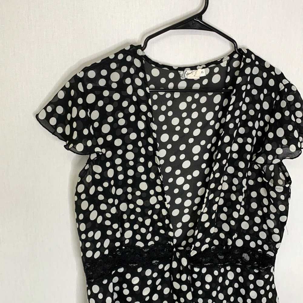 Vintage Dressbarn Womens Black White Polka Dot Sh… - image 3