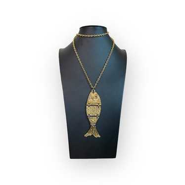 LJM Articulated Fish Pendant Necklace - image 1