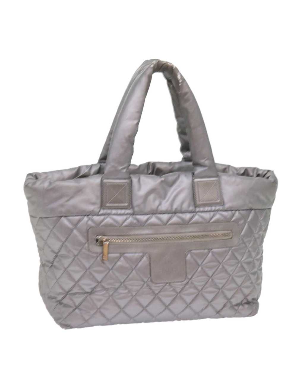 Chanel Silver Patent Leather Hand Bag with CC Log… - image 1