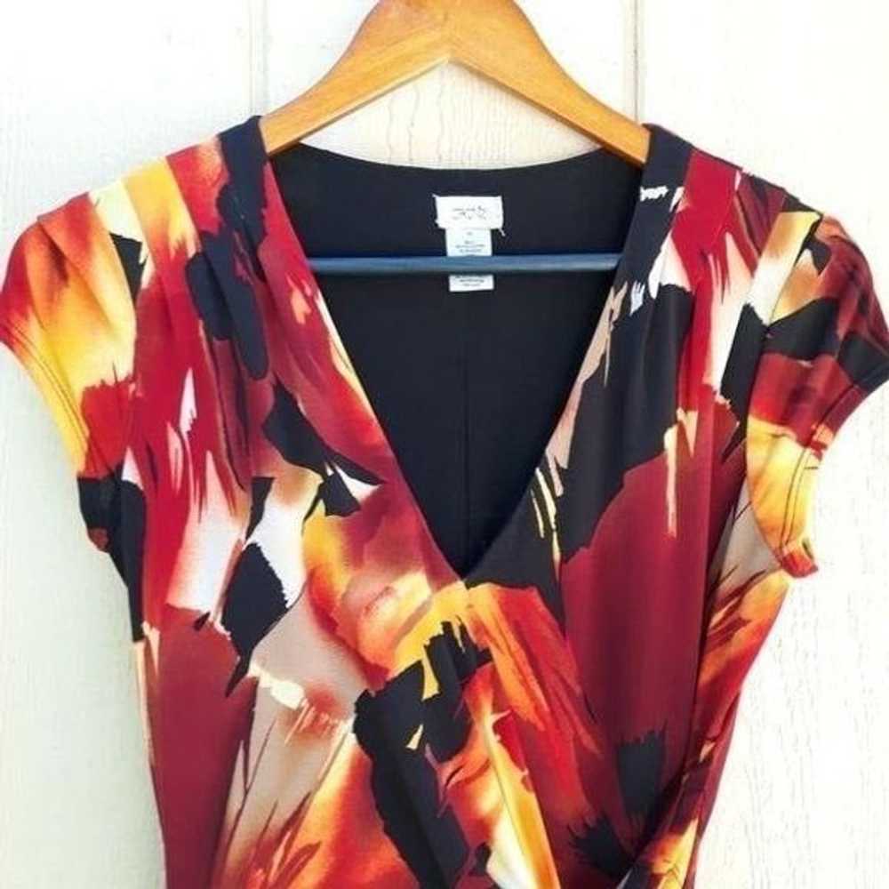Vtg Cache Fiery Tropical Floral Mock Wrap Dress S… - image 5