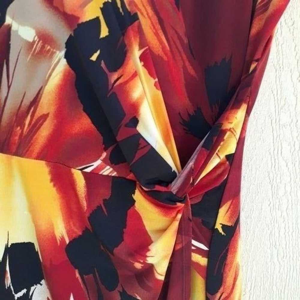Vtg Cache Fiery Tropical Floral Mock Wrap Dress S… - image 6