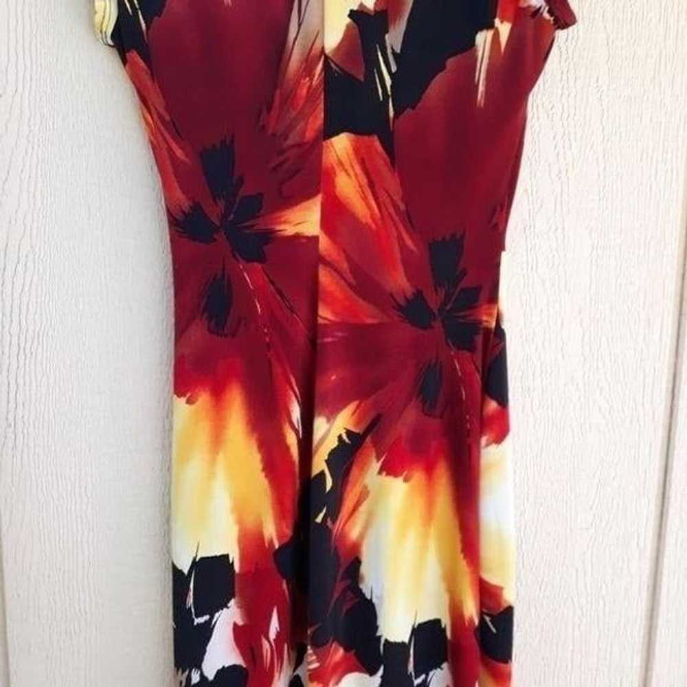 Vtg Cache Fiery Tropical Floral Mock Wrap Dress S… - image 8