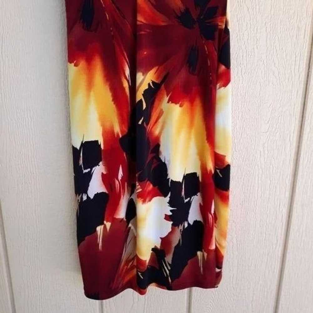 Vtg Cache Fiery Tropical Floral Mock Wrap Dress S… - image 9