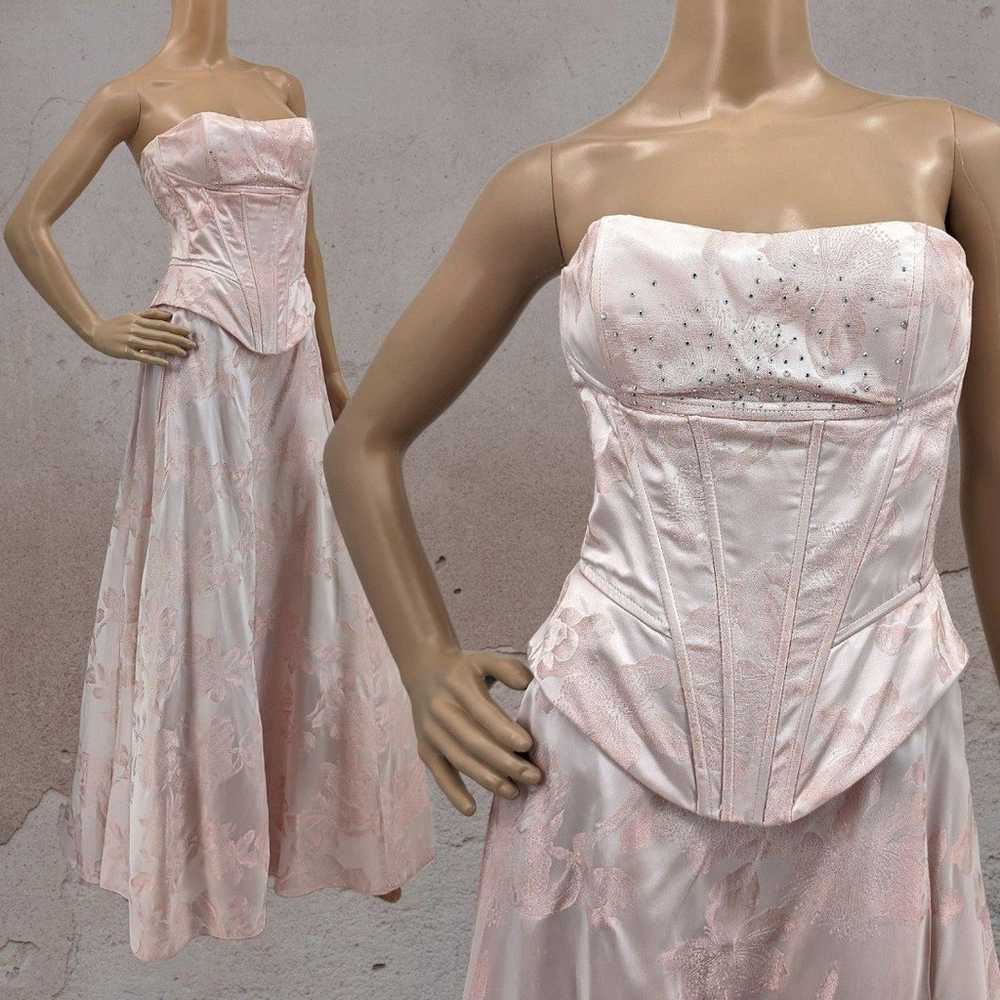 Vintage 90s Jessica McClintock Strapless Dress Ma… - image 1