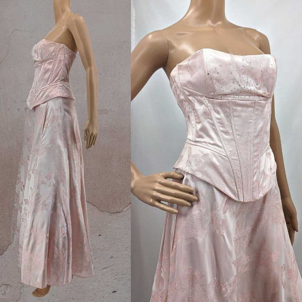 Vintage 90s Jessica McClintock Strapless Dress Ma… - image 3