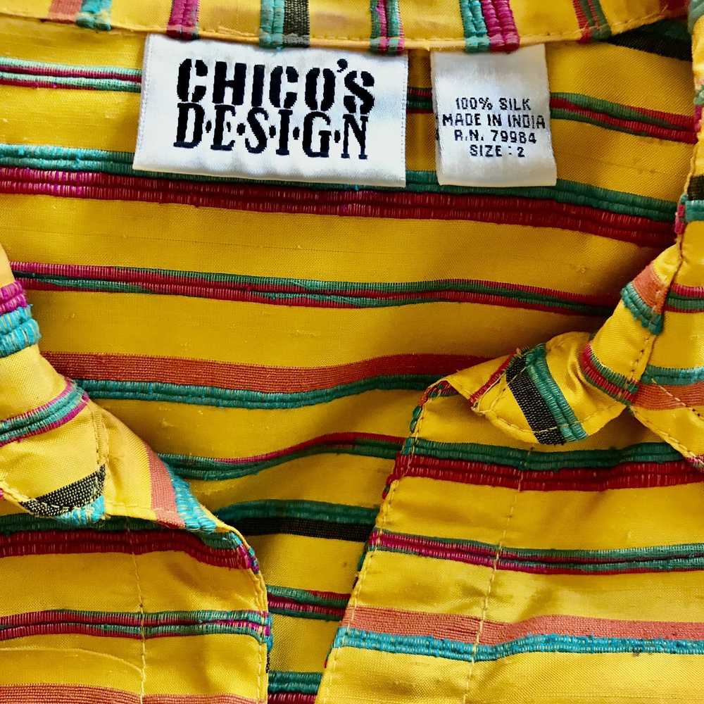 Chicos Chico’s Silk Gold/Yellow /w Red and Green … - image 3