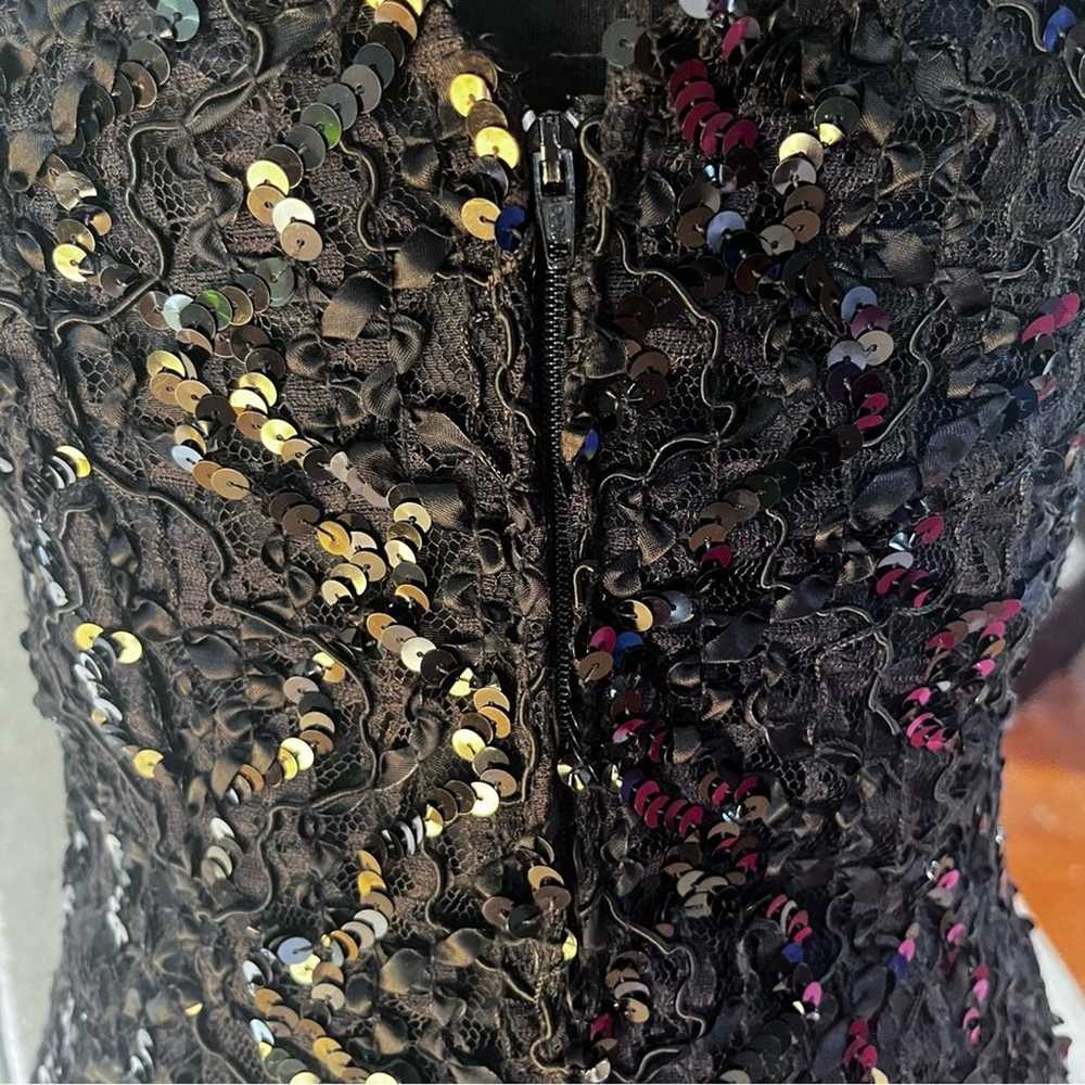 Vtg Zum Zum Black Sequin Sweetheart Neckline Off … - image 5
