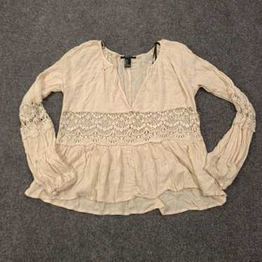 Forever 21 Forever 21 Blouse Womens S Small Beige… - image 1