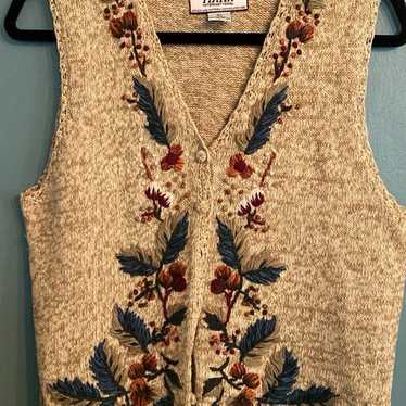 Vintage embroidered cotton blend women’s vest siz… - image 1