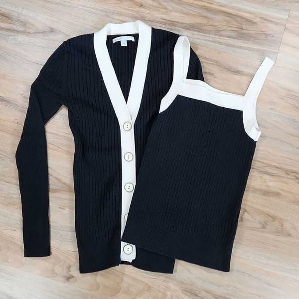 Vintage Old Navy Black & Cream Cardigan Sweater &… - image 1