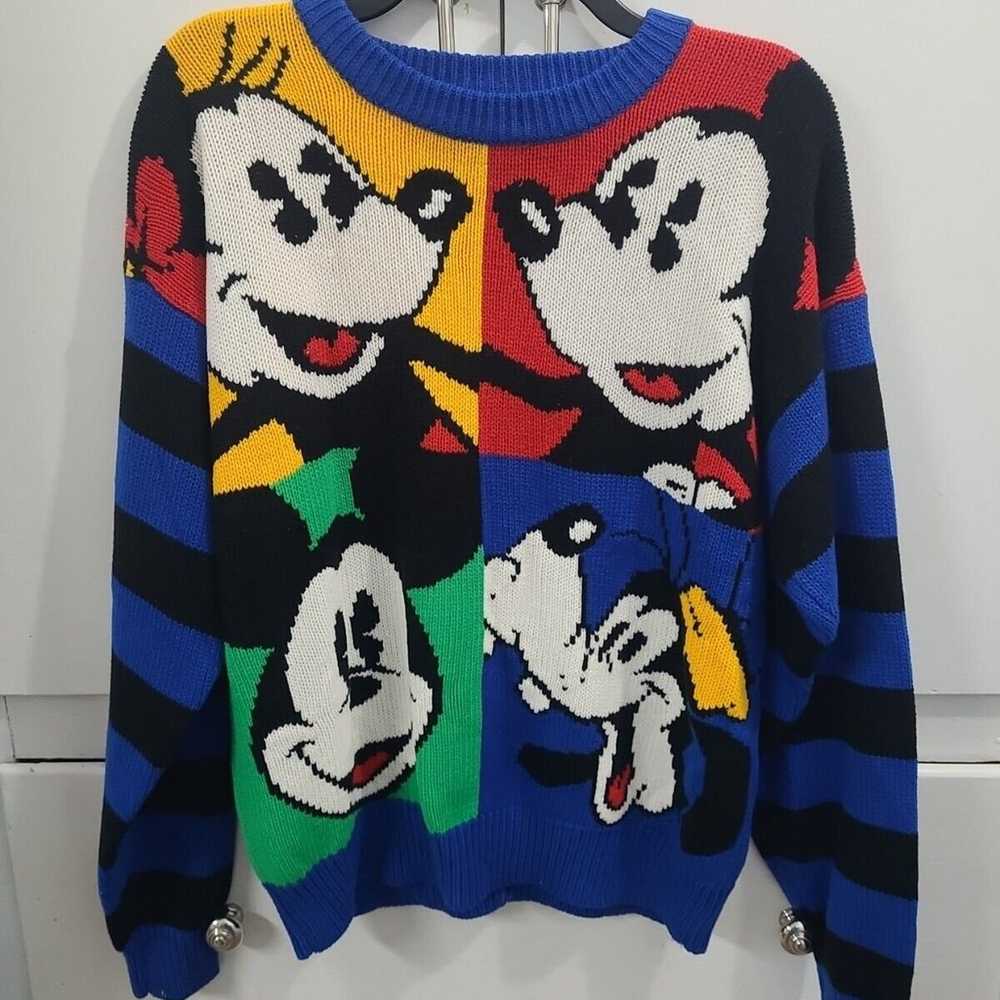 VTG Mickey & Co Mouse Goofy Acrylic Knit Sweater … - image 1
