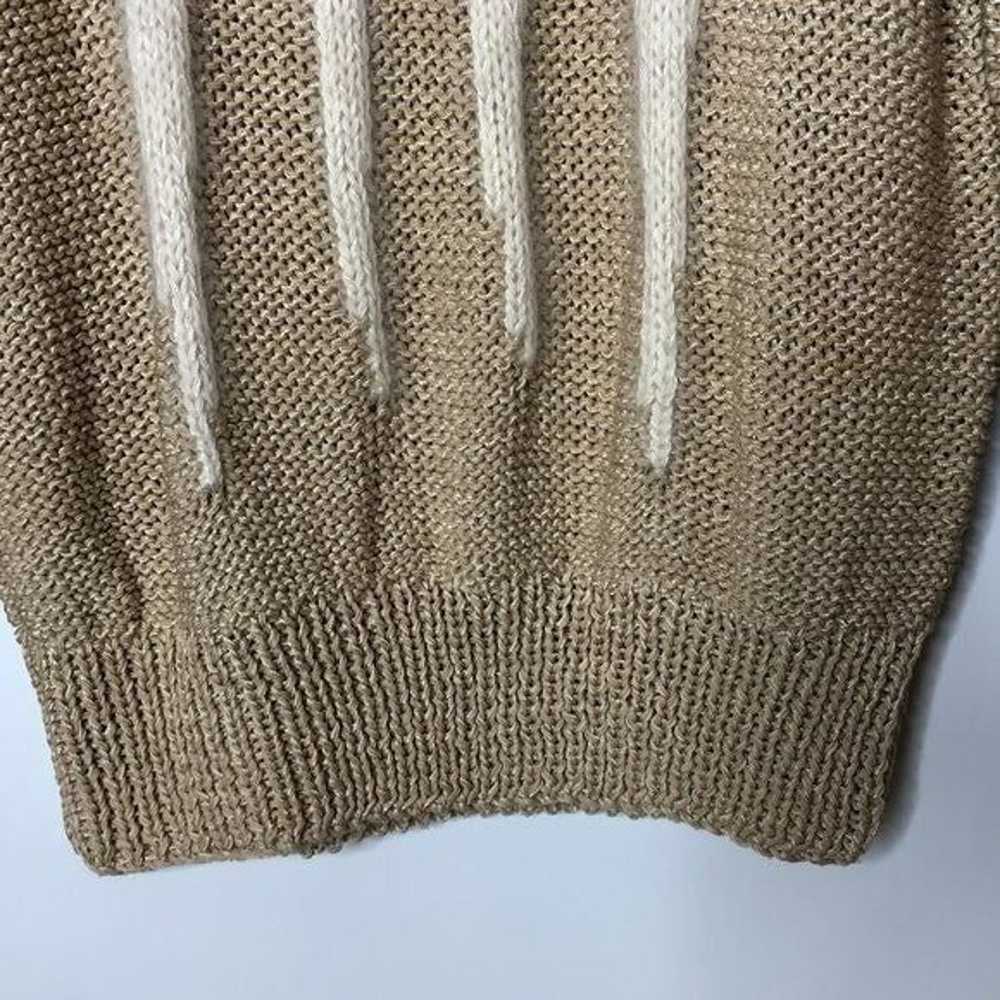 VINTAGE 80's Tan & White HANDKNIT Sweater Angora … - image 6