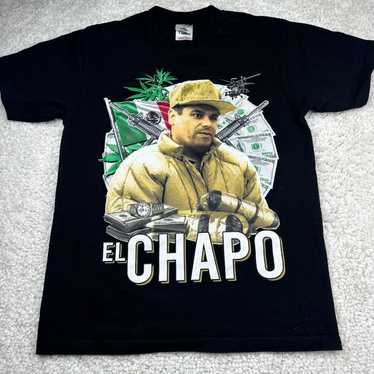 Vintage El Chapo T-Shirt Mens Large Black Short S… - image 1