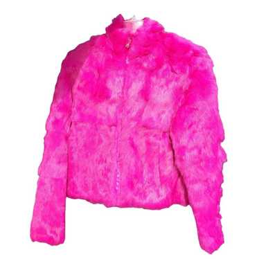 Vintage Wilson Leather rabbit fur hot pink jacket