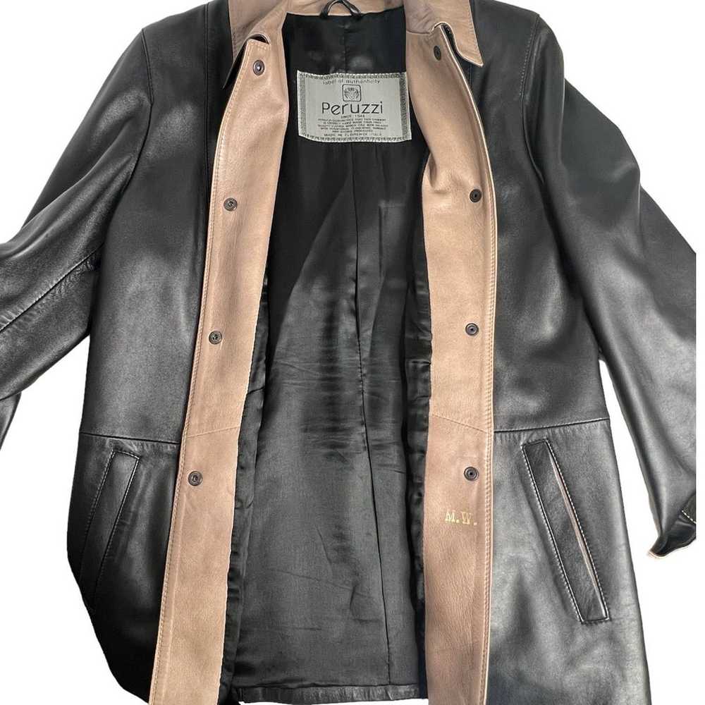 Peruzzi Black & Tan Leather Jacket Made in Italy … - image 10