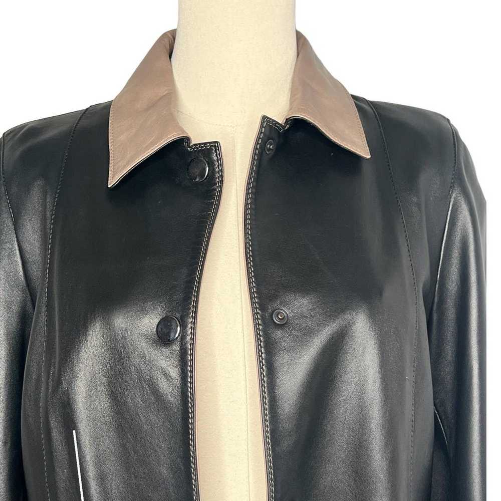 Peruzzi Black & Tan Leather Jacket Made in Italy … - image 2