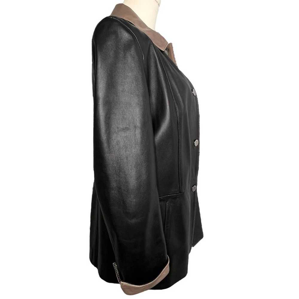 Peruzzi Black & Tan Leather Jacket Made in Italy … - image 3
