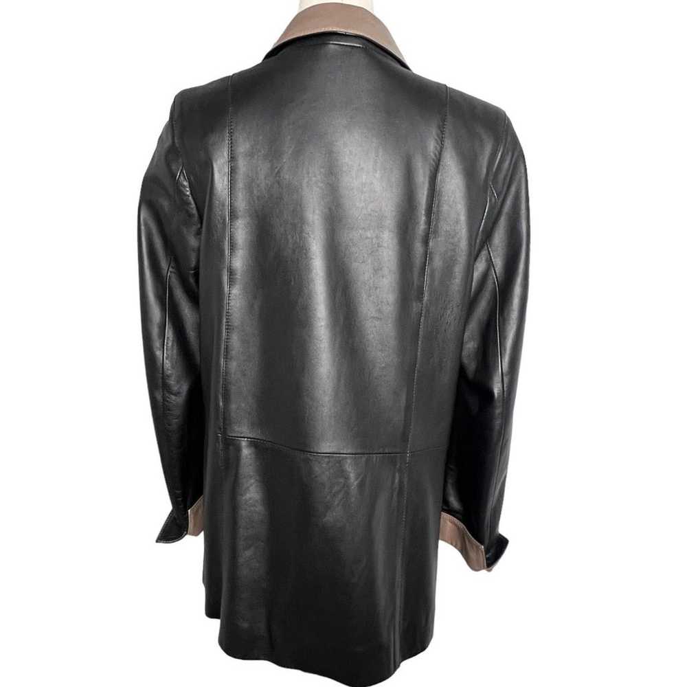 Peruzzi Black & Tan Leather Jacket Made in Italy … - image 4