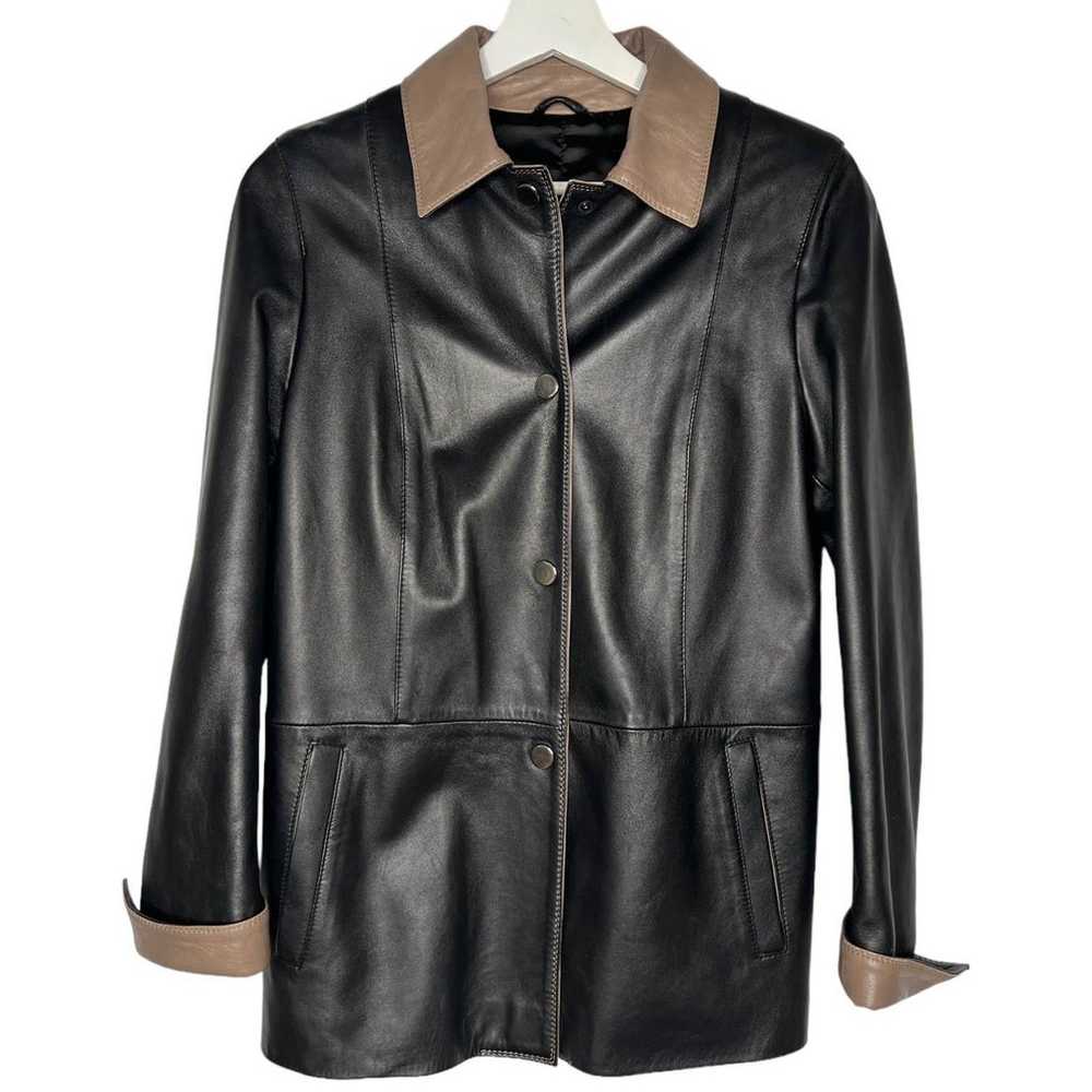 Peruzzi Black & Tan Leather Jacket Made in Italy … - image 5