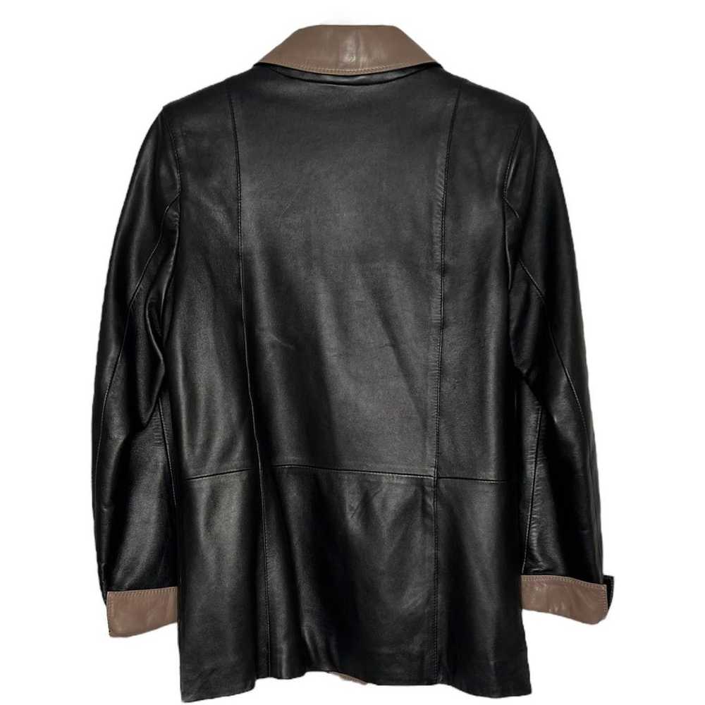 Peruzzi Black & Tan Leather Jacket Made in Italy … - image 6
