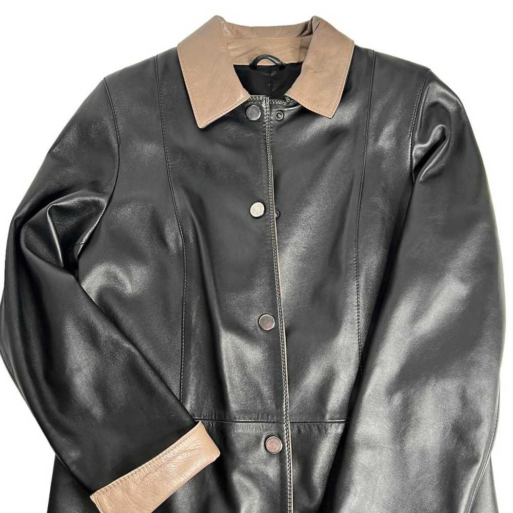 Peruzzi Black & Tan Leather Jacket Made in Italy … - image 7