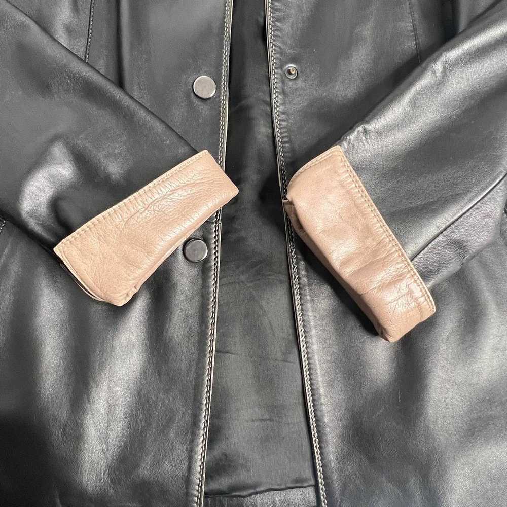 Peruzzi Black & Tan Leather Jacket Made in Italy … - image 8