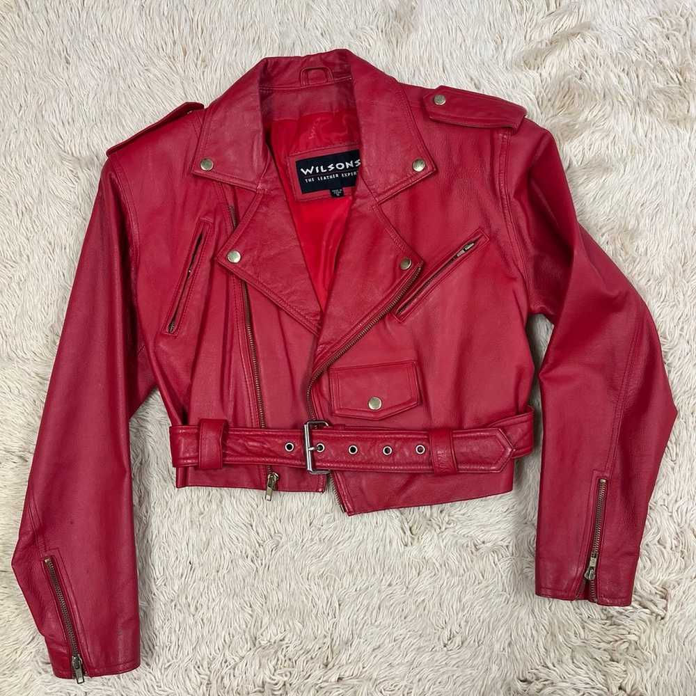 Vintage Red Wilsons Moto Leather Jacket - image 1