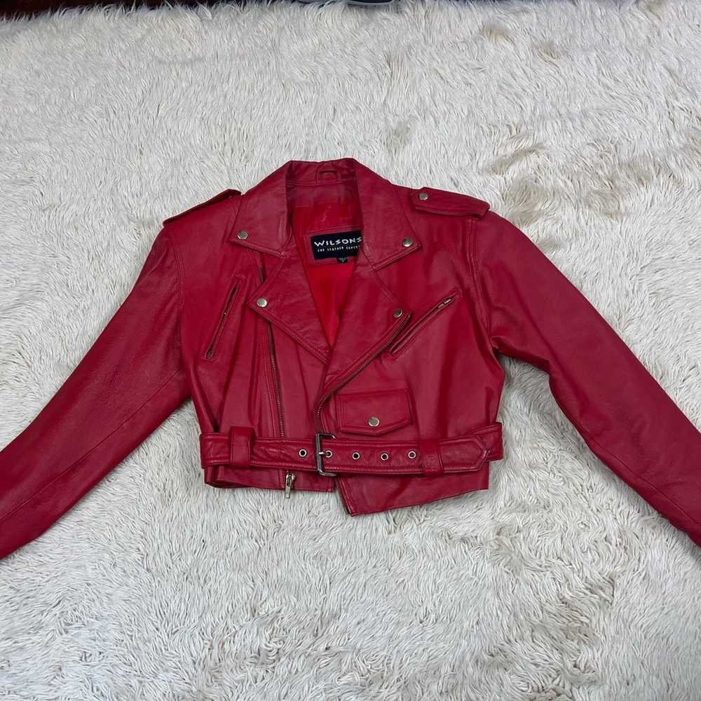Vintage Red Wilsons Moto Leather Jacket - image 2