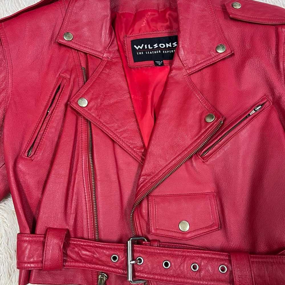 Vintage Red Wilsons Moto Leather Jacket - image 3