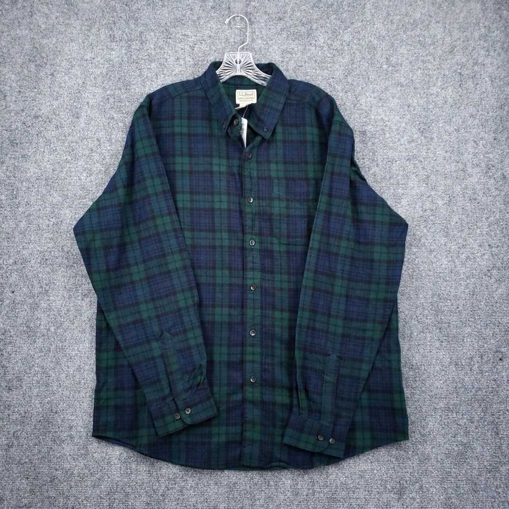 Vintage NEW LL Bean Flannel Shirt Men L Large Gre… - image 1