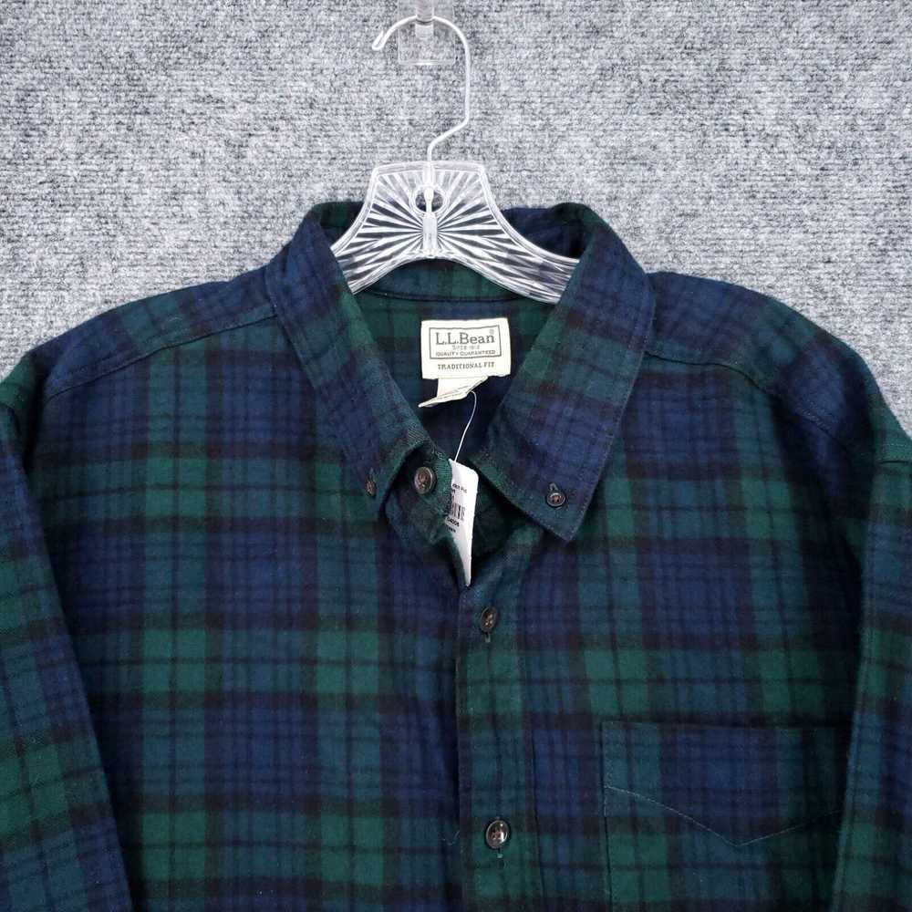 Vintage NEW LL Bean Flannel Shirt Men L Large Gre… - image 3