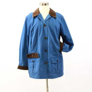 Vintage Womens XL L.L. Bean Blue Chore Coat Flann… - image 1