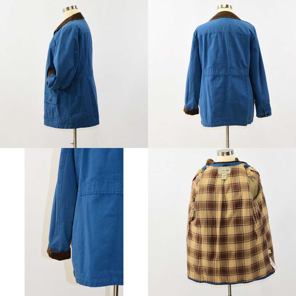 Vintage Womens XL L.L. Bean Blue Chore Coat Flann… - image 4