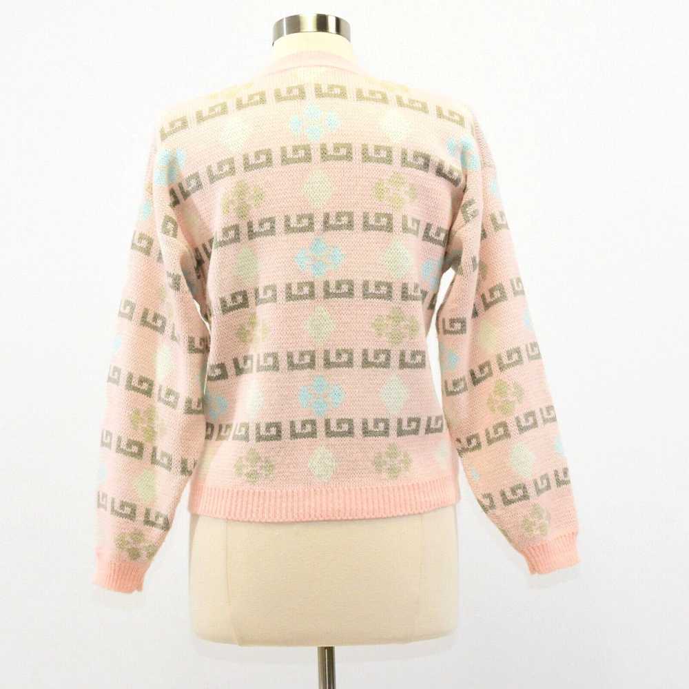Pinko 80s Vintage Womens Sweater Size M Pink Geom… - image 2