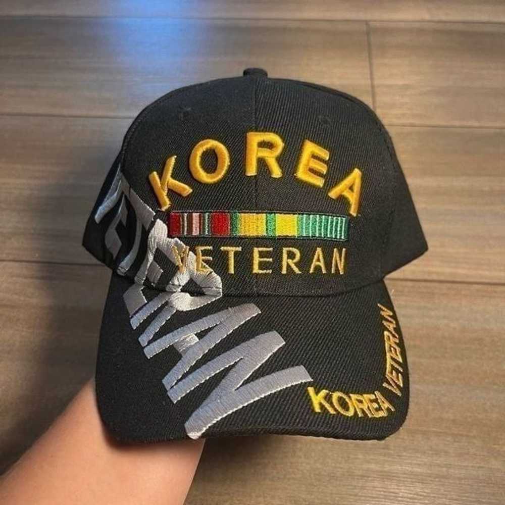 Vintage Korea Veteran Black Strap Back Cap Hat - image 1