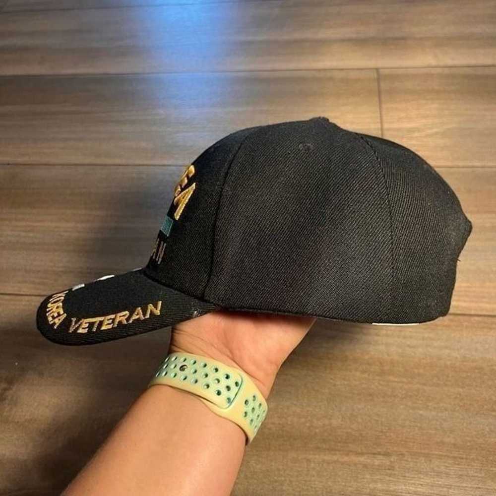Vintage Korea Veteran Black Strap Back Cap Hat - image 4