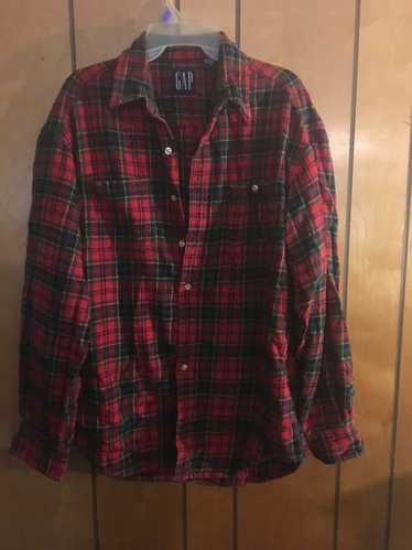 Gap Gap Size Large Flannel Shirt Red and Black Lo… - image 1