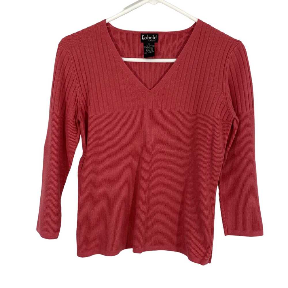 Vintage Rafaella Womens Red Knitted V Neck Long S… - image 1