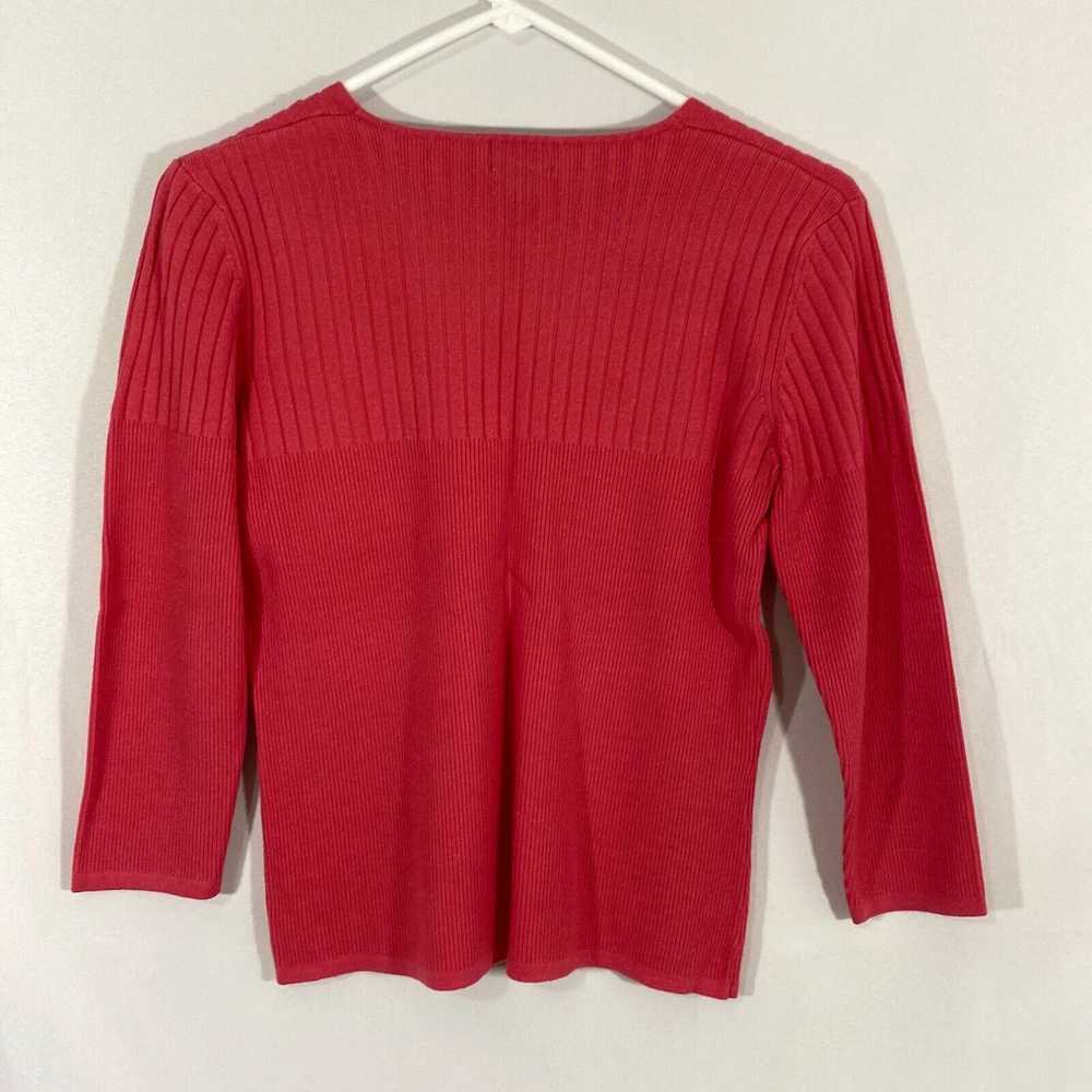 Vintage Rafaella Womens Red Knitted V Neck Long S… - image 2