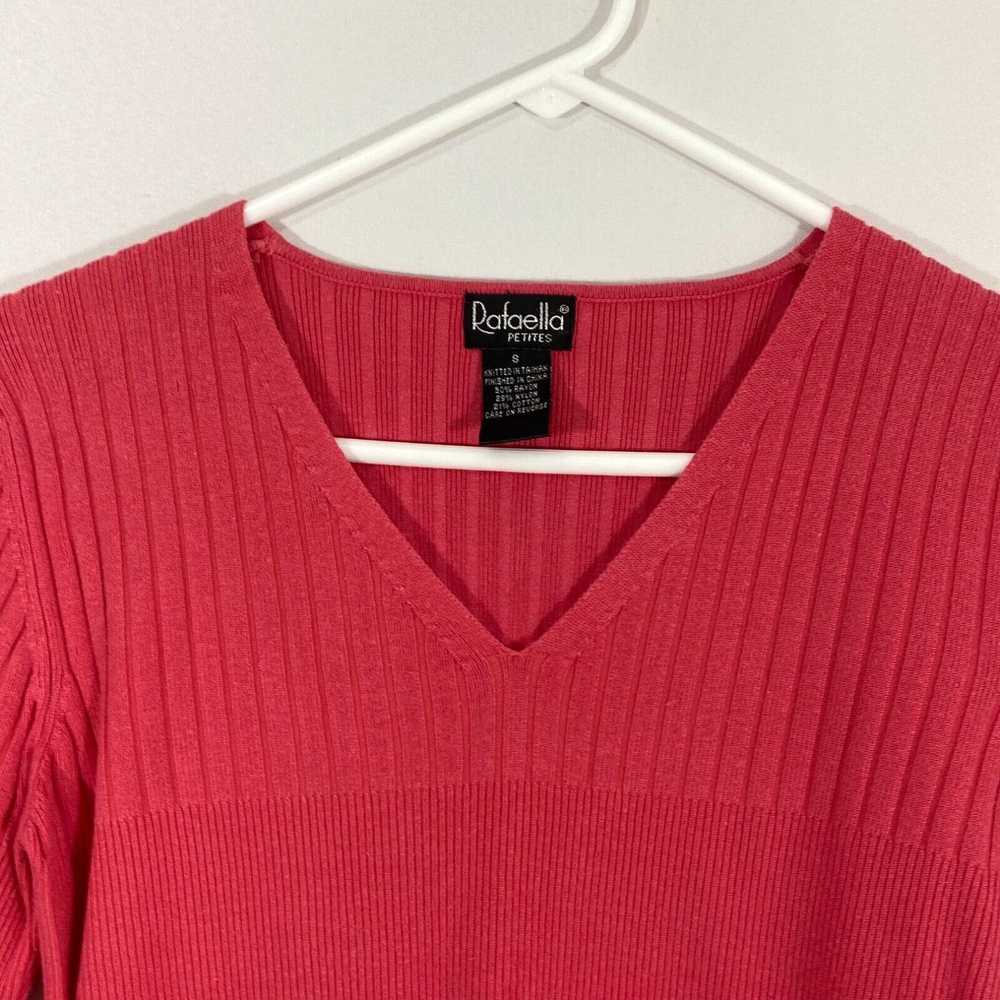 Vintage Rafaella Womens Red Knitted V Neck Long S… - image 3
