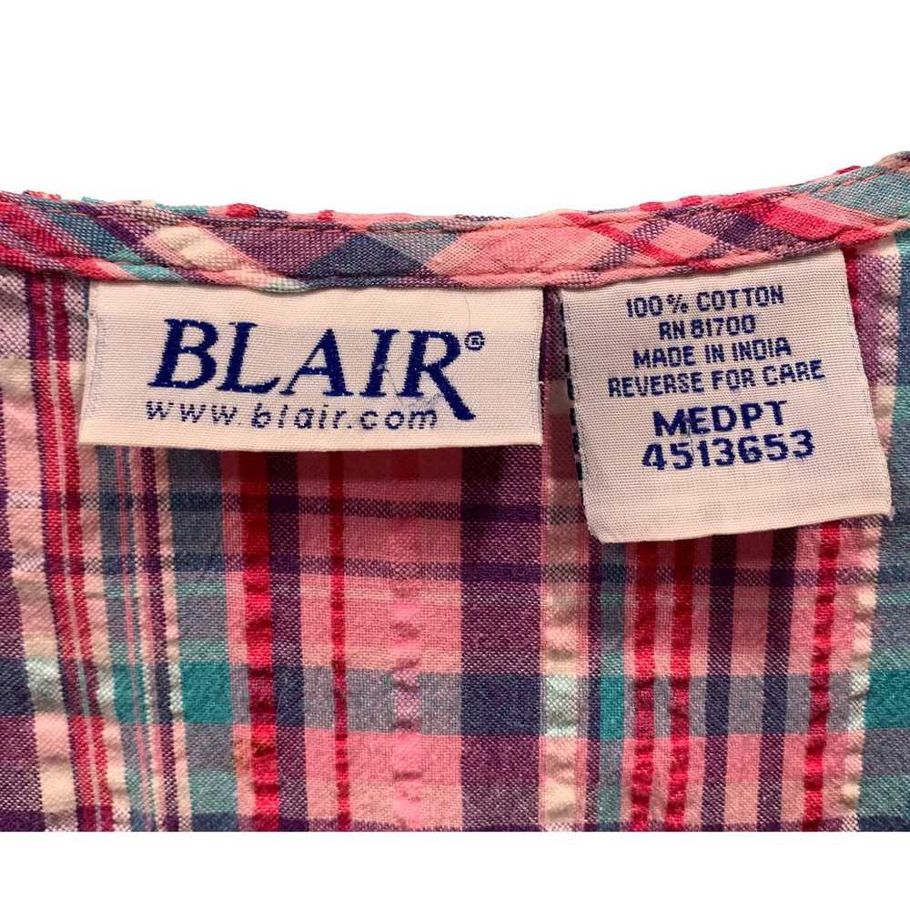 Vintage 80s Pink Madras Plaid Seersucker Oversize… - image 10