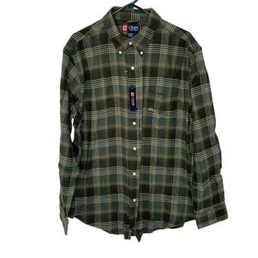 Chaps Chaps Mens Green Plaid Collared Long Sleeve… - image 1