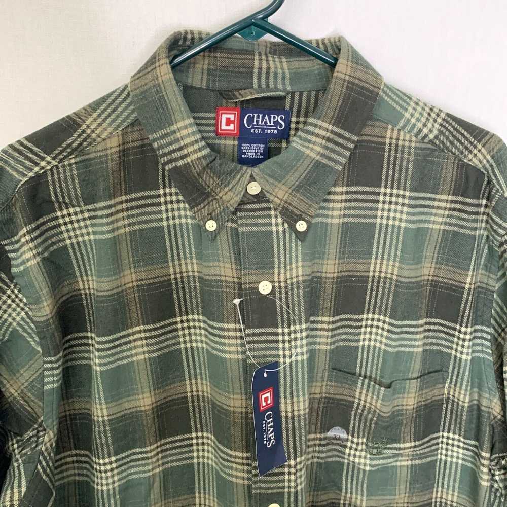 Chaps Chaps Mens Green Plaid Collared Long Sleeve… - image 3