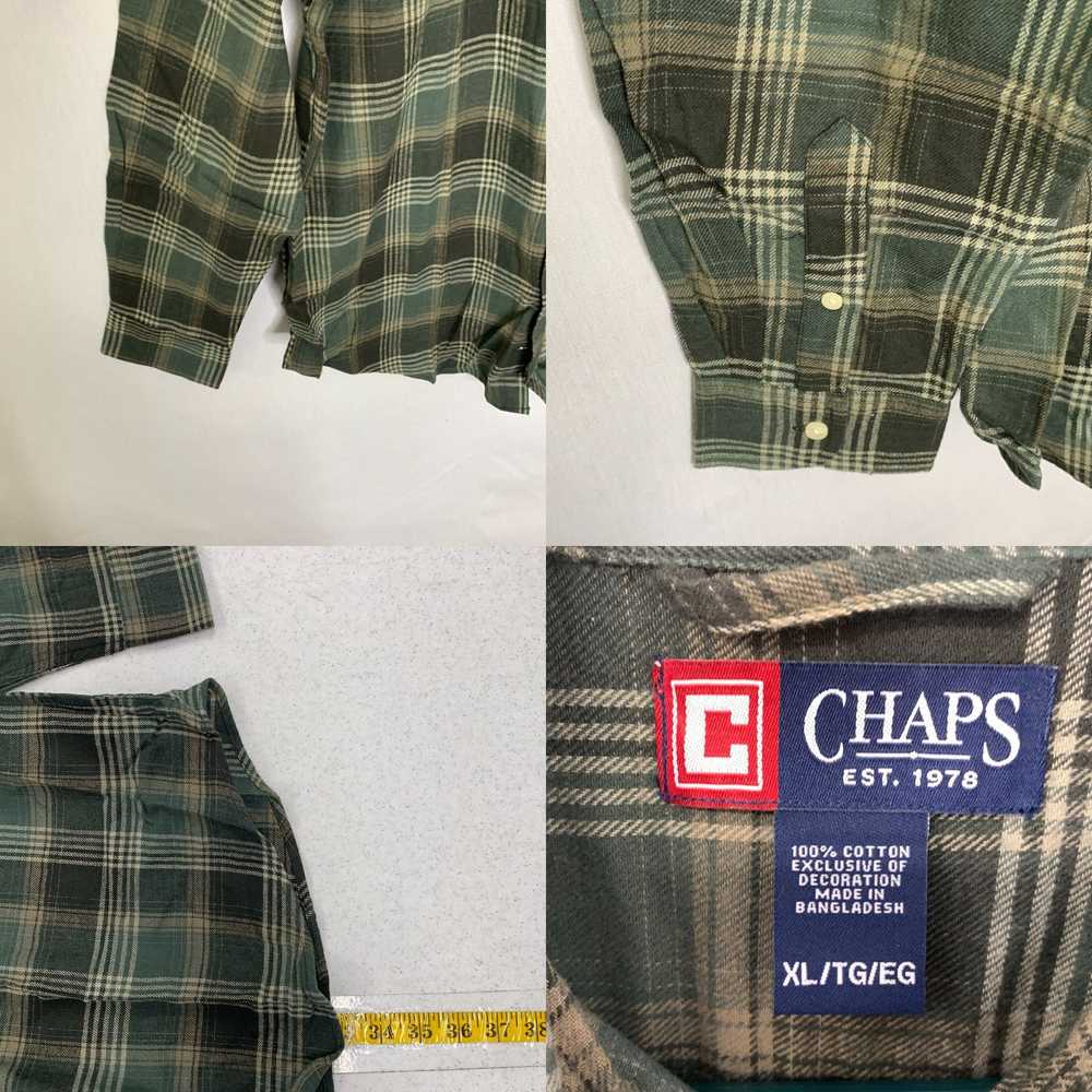 Chaps Chaps Mens Green Plaid Collared Long Sleeve… - image 4