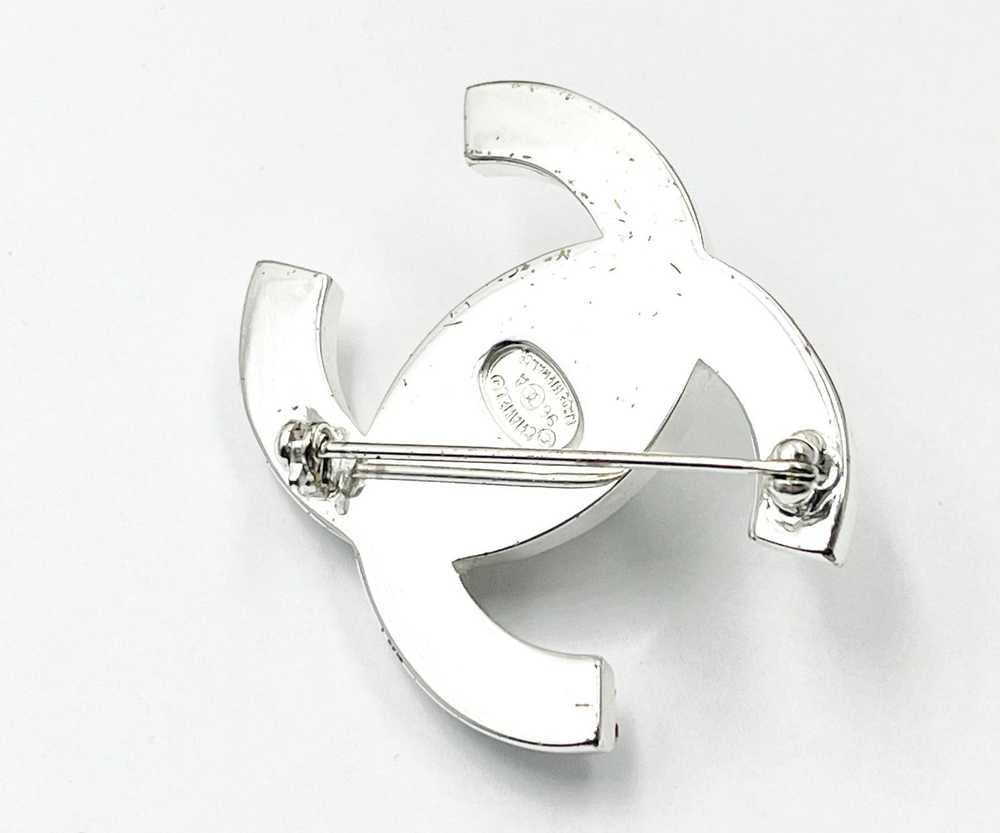 Chanel CHANEL Vintage Silver CC Crystal Turnlock … - image 4