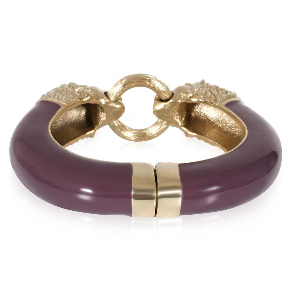 Chanel CHANEL Lion Head Purple Enamel Gold Tone C… - image 2