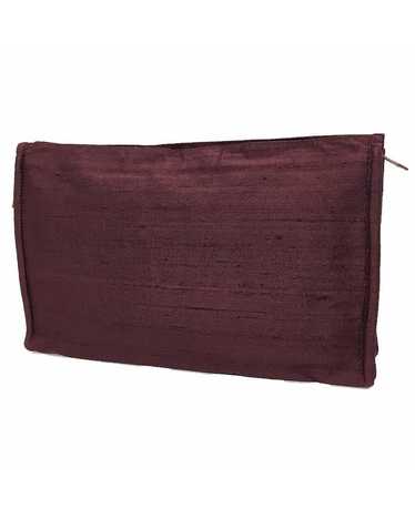 Hermes Burgundy Silk Clutch Bag