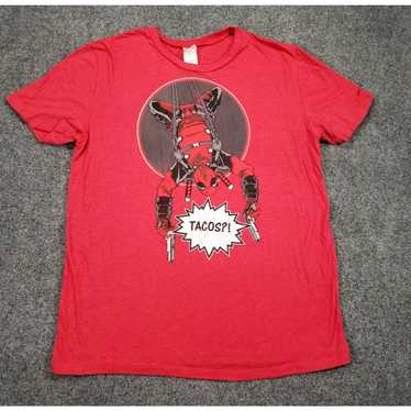 Vintage Marvel T-Shirt Mens XL Red Deadpool Tacos… - image 1